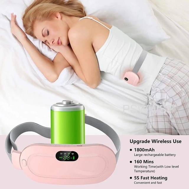 Period Pain Cramp Relief Belt -Portable Menstrual Heating Pad, Heated Belly Belt for Menstrual Cramp Relief with 3 Heat Levels and 4 Modes, Electric Belt Massage for Women and Girls