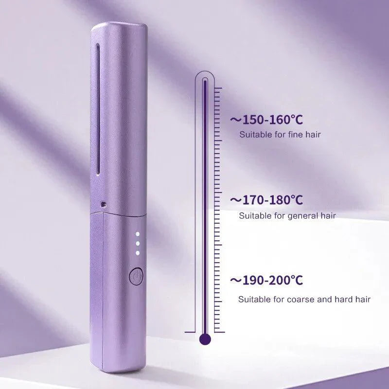 2in1 Professional Wireless Rechargeable Hair Straightener Curler Comb