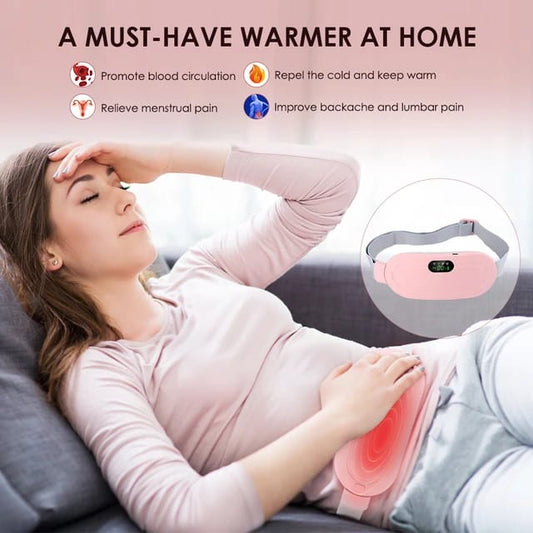 Period Pain Cramp Relief Belt -Portable Menstrual Heating Pad, Heated Belly Belt for Menstrual Cramp Relief with 3 Heat Levels and 4 Modes, Electric Belt Massage for Women and Girls